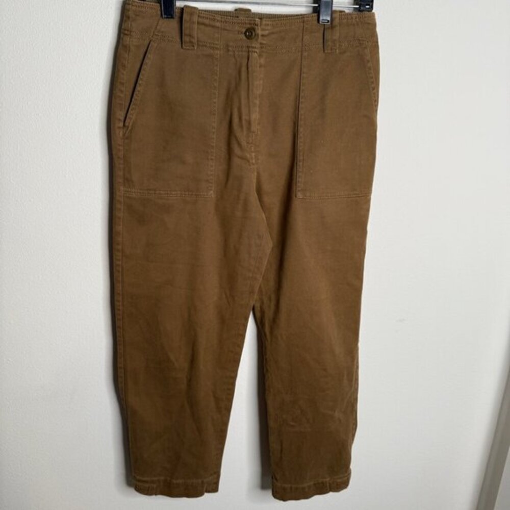 Weekend Max Mara Women's 8 Crop Pants‎ Brown Cotton Blend Casual Trousers